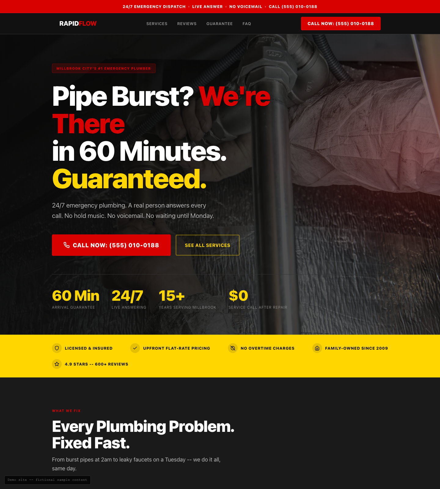RapidFlow Plumbing site preview